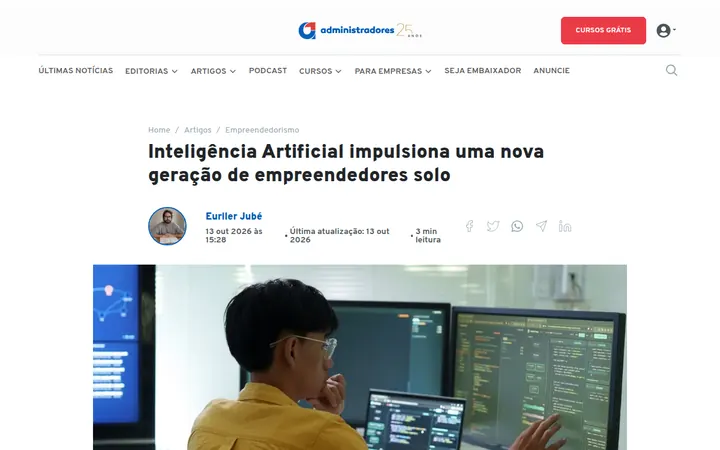 Print do artigo no site Administradores