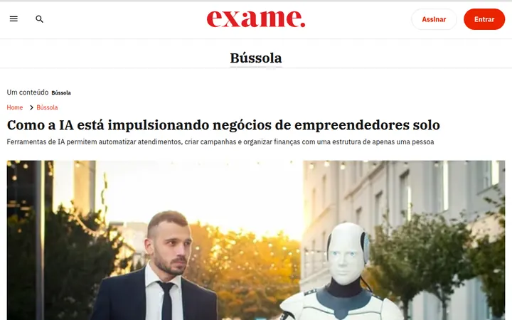 Print da matéria no site da Exame
